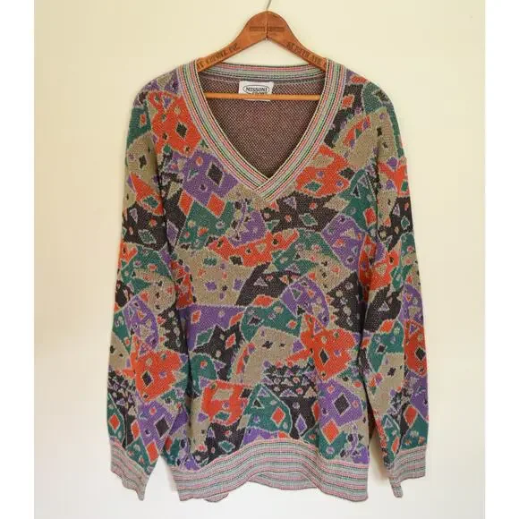 Missoni Sport Vintage 80s V Neck Sweater - Picture 2 of 5